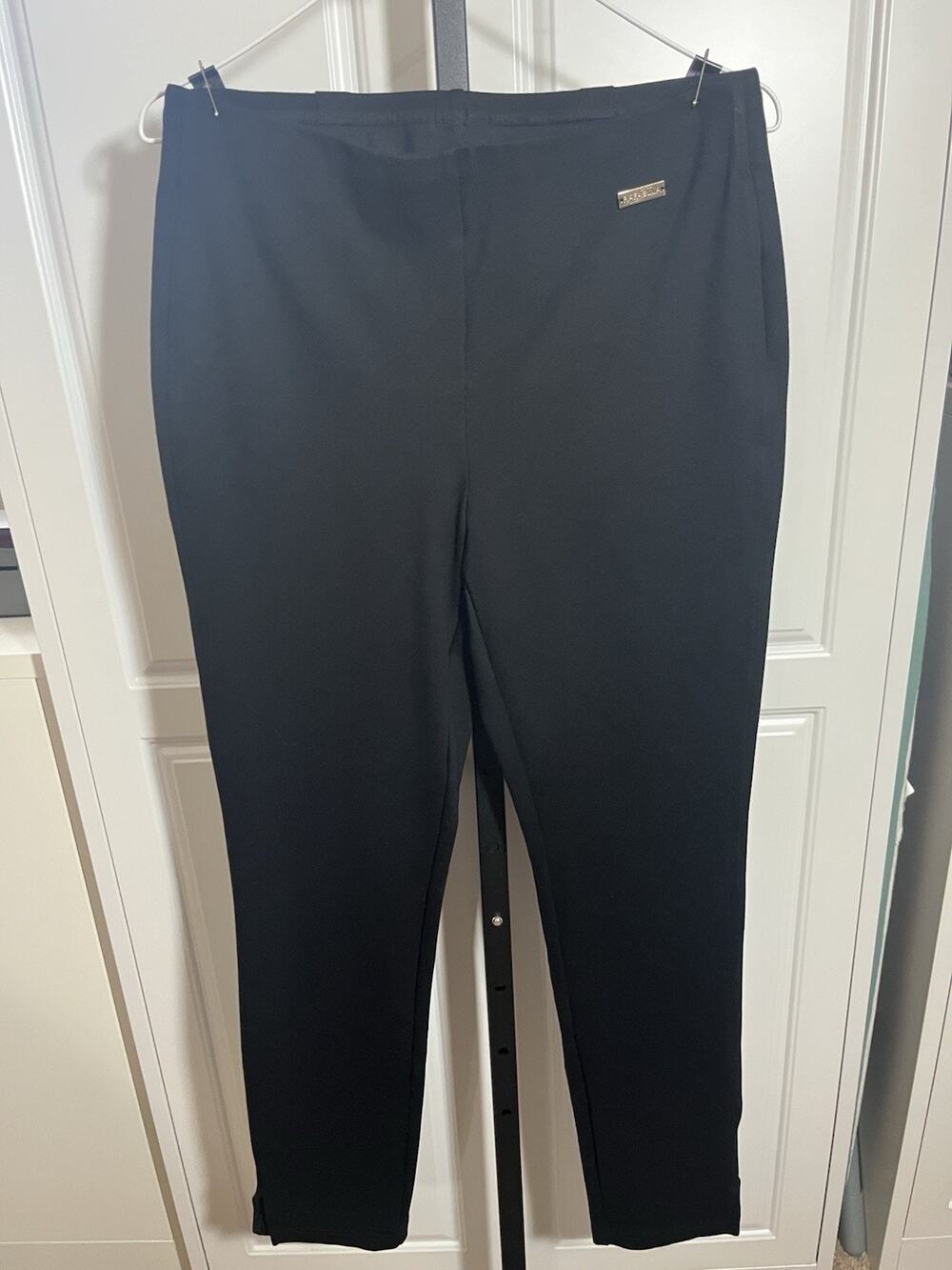 Rafaella Womens Black Pull On Stretch Dress Pants Ankle Slit Size Medium